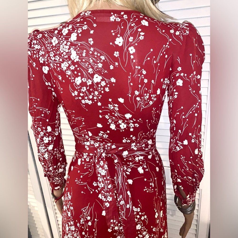 Reformation Susanna wrap midi dress in the Bryce red floral pattern small womens - Picture 8 of 12